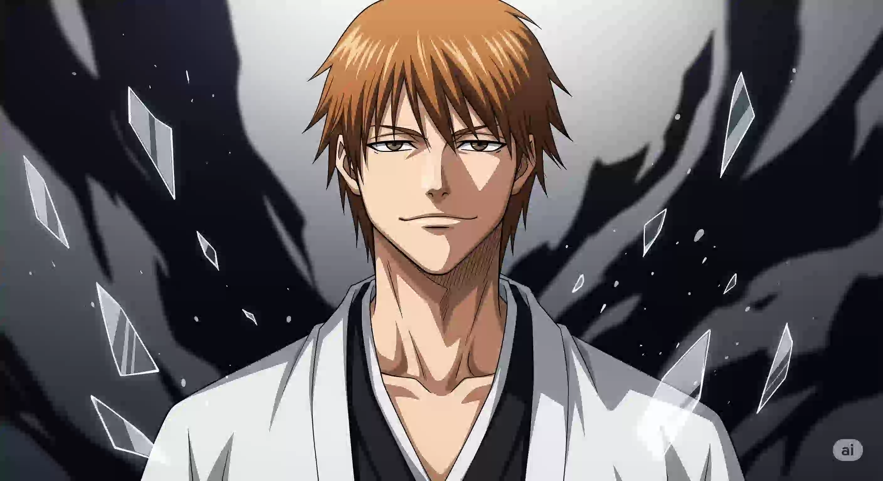 アニメ「BLEACH」の登場人物、藍染惣右介が自信に満ちた表情で立つ姿。彼の圧倒的なカリスマ性と哲学的な名言を象徴するアイキャッチ画像。